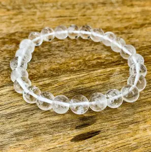 Clear Quartz Crystal Beaded Stretch 8mm Round Bead Crystal Stretchy Bracelet for Stacking, Healing Meditation Chakra Balance Protection Yoga Bracelet