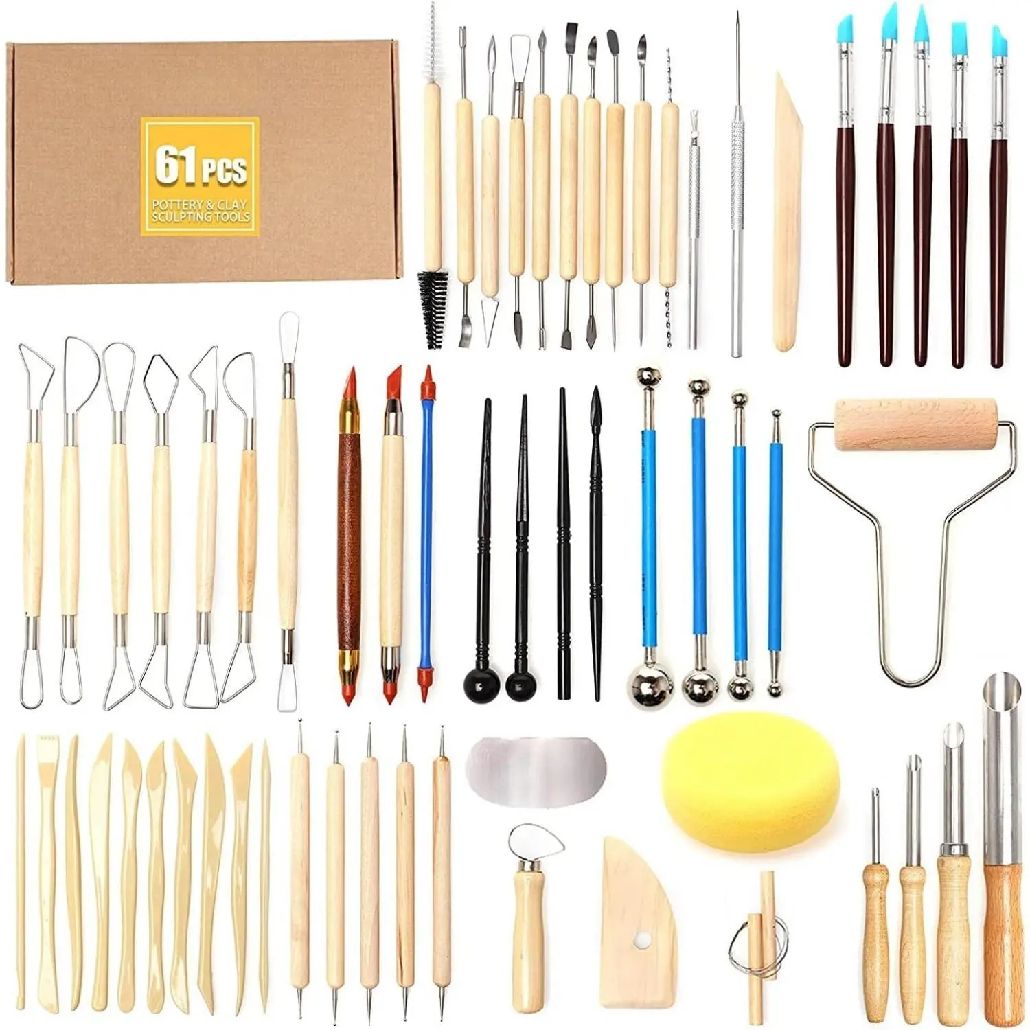 61Pcs Pottery Ceramic Tools & Polymer Clay Sculpting Tools Set for Pottery Modeling Clay Tools and Carving, Air Dry Clay Tools - Home Improvement. Claycutters Molds