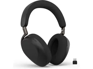 Jabra Evolve3 85 Over-Ear Wireless Bluetooth Headset with Microphone for Work, USB-C, AI Voice Call Technology, Adaptive Active Noise Cancellation, 25-Hour Battery, Works with Meeting Apps, Black
