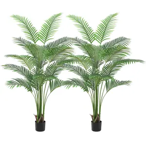 Garvee 6 ft Artificial Palm Tree Set with 2 PCS Areca Palm Plants, 15 Trunks Paradise Palm Silk Plants in Pot, Ideal for Indoor and Outdoor Home, Office, Garden Decoration