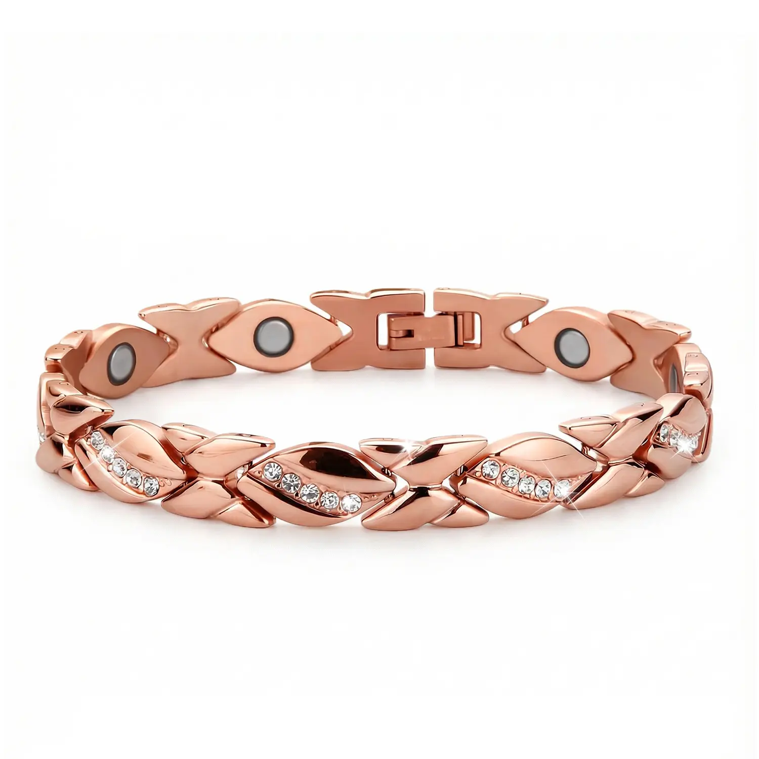 Sicbumi Leaf Copper Magnetic Bracelet - Women's Fashion Wrist Jewelry, Crystal Bracelet, Mother's Day Gift Accessory, Crystal Bracelets