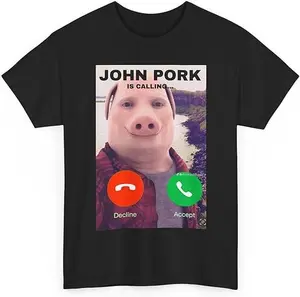 John Pork Funny Answer Call Phone T-Shirt, Brainrot T-Shirt