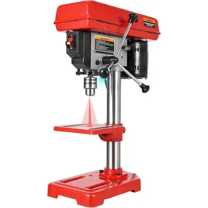 8" Benchtop Drill Press, Laser Ray (Class II Max. 1mW), Tabletop Drilling Machine with 5 Adjustable Speeds (620 to 3100 RPM), 0-45°Tilting Worktable with LED Light (1W), for Wood or Metal