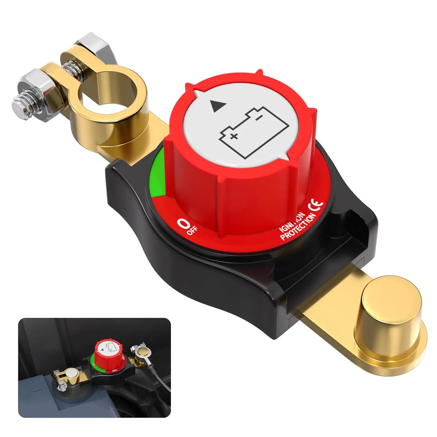 Top Post Battery Disconnect Switch 12V-48V Battery Kill Switch Negative On/Off Battery Switch for Cars, Vehicles, RVs and Boats