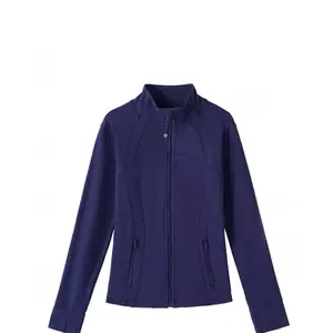 Purple Long Sleeve Top with Zipper Closure and Side Pockets for Women