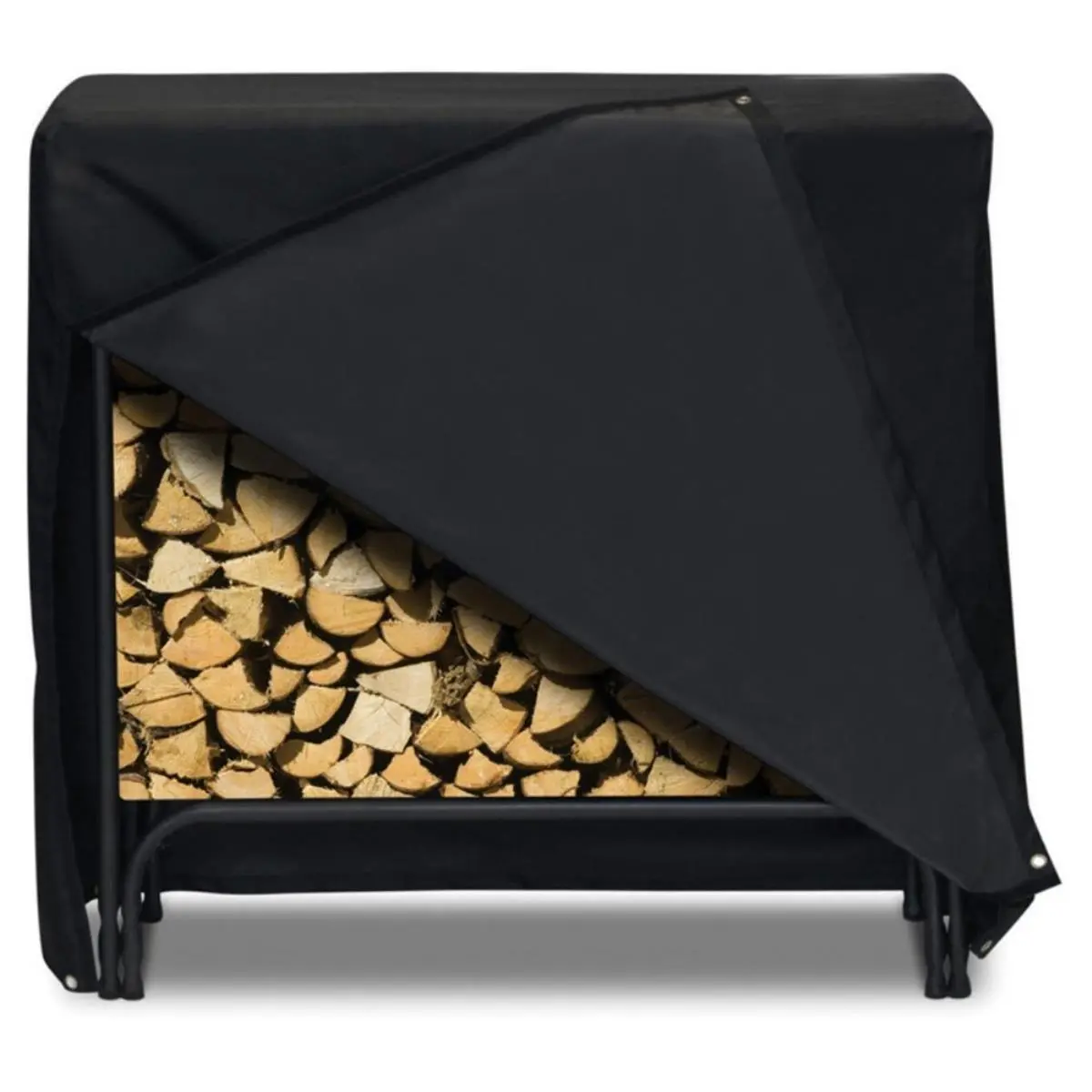 212 MAIN 48 in. Log Rack Cover - Black, Heavyweight, Weatherproof, Wood Protection