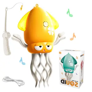 Electric Dancing Cuttlefish Toy with Fishing Rod,8-Leg Automatic Dance,Automatic Obstacle Avoidance Cuttlefish Toy,with LED Lights & Music,Self-Navigating,Rhythmically Moves to Music