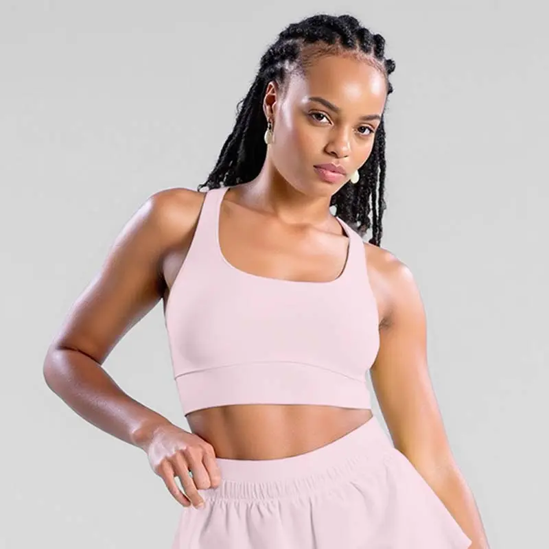 Sports style women's cross-top sports bra, medium support fitness yoga bra