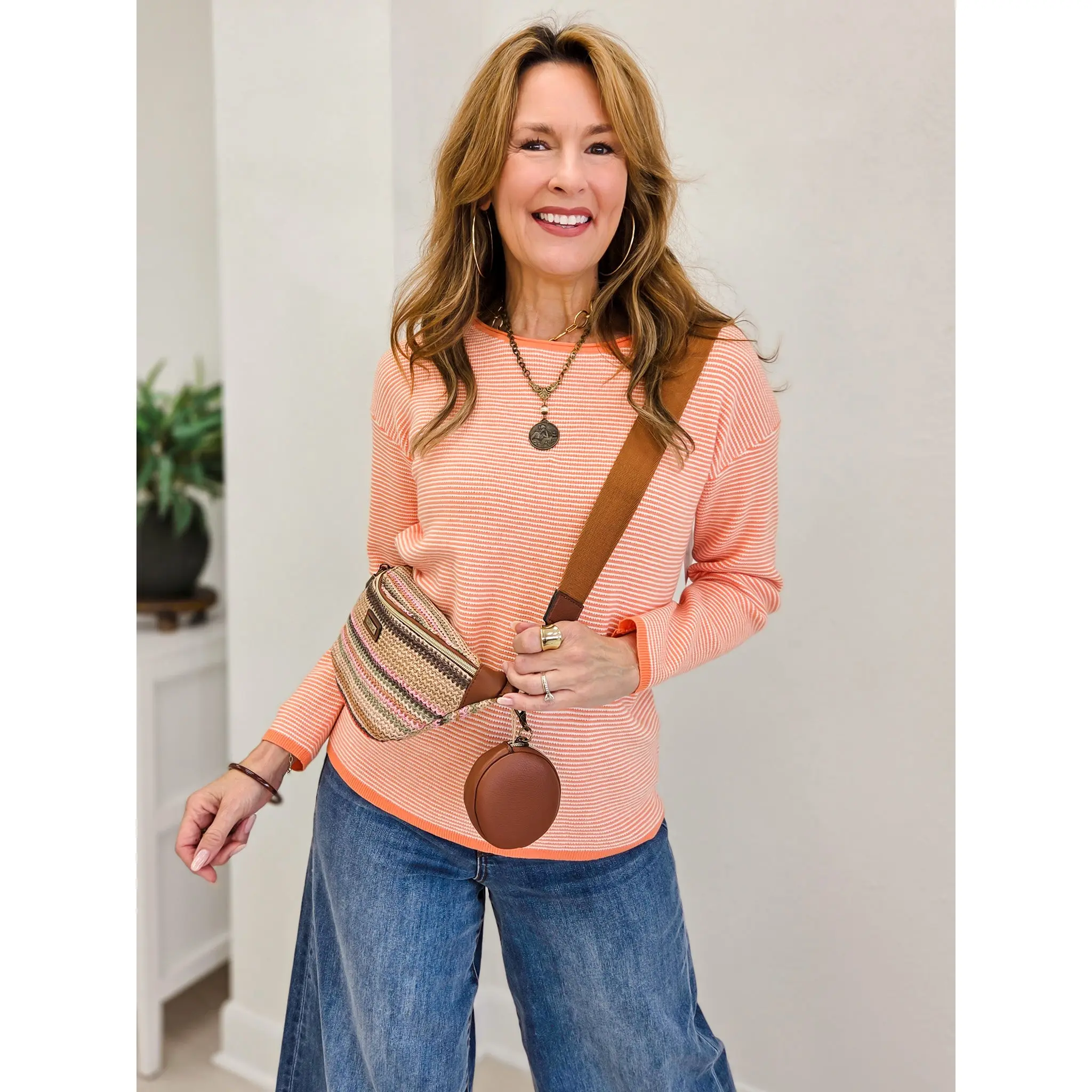 Mini Waffle Marled Sweater-A
