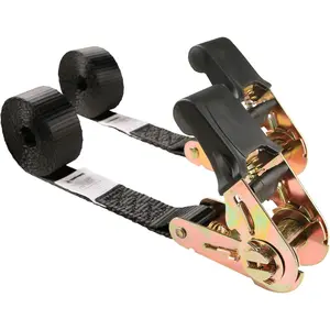 Endless Ratchet Tie Down Straps,Du-Rable Nylon Black Strap Ratcheting Securing,Heavy Duty Cargo,Track Spring Fittings,Cargo Ropes for Trailer Loads,,Kayak,7ft-2Pack