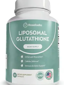 Rosabella Liposomal Glutathione 500mg – High Absorption Glutathione Supplement, Antioxidant Support, Cellular Health & Detox Support, 60 Capsules, 30 Day Supply, Daily Antioxidant Capsules