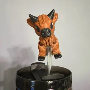 Highland cow straw topper