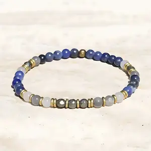 "Intuition and Strength" Sodalite and Quartz Crystal Delicate Gemstone Bracelet