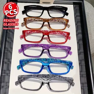 6 Pairs Fashion Reading Glasses for Men and Women, Adjustable +1.0 to +4.0 Degrees, Ideal for Books, Newspapers, Phones, Perfect Gift, Reading Eyeglasses