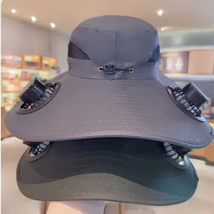 2025 new product, solar fan hat usb charging fan UV protection hat sun protection mountaineering bucket hat Powered Outdoor Fishing