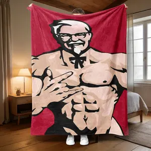 Muscle Colonel Sanders Blanket, High-Weight Flannel Fabric, Soft and Warm, Anti-Wrinkle, Easy Clean, Perfect Gift for Food Lovers