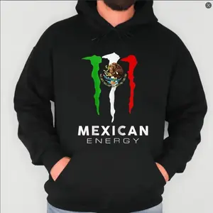 Women's Mexico Flag Energy Drink Logo Fleece Hoodie, Thick Mexican Graphic Pullover Top, Casual Streetwear Vibe Joggers-Compatible Sweatshirt summerwins