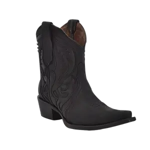 Circle G by Corral Ladies Black Embroidery & Inlay Snip Toe Ankle Boots L6090