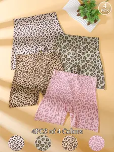 4-Pack Leopard High-Waist Women's Underwear, Seamless Belly Control, Elastic Shaping Fit, Comfortable Skin-Friendly, All-Seasons Casual Style