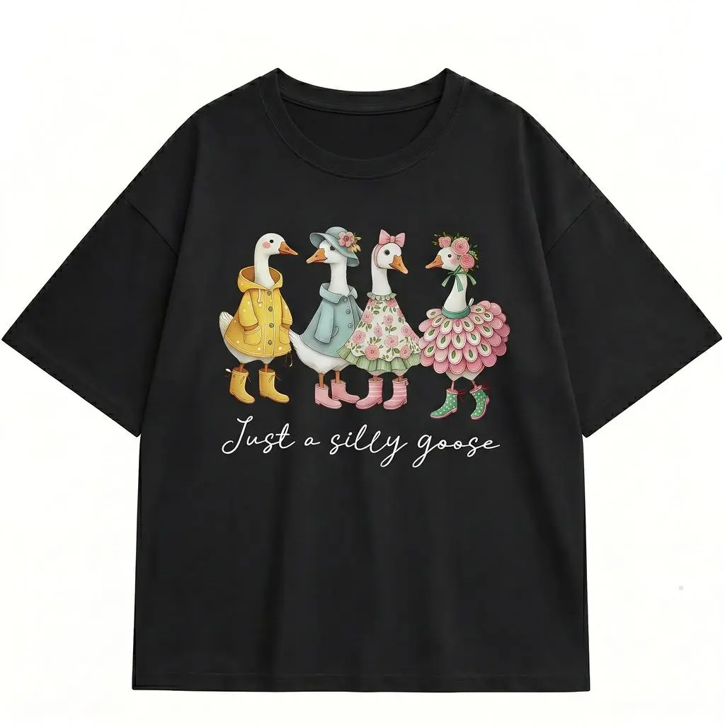 Cute Goose Shirt Women Cottagecore Graphic Tee Plus Size Whimsical Animal Top