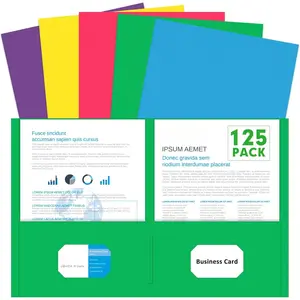 Two Pocket Folders,  125 Pack 2 Pocket Folders, Letter Size Paper File Folder for School Office  Business, Assorted 5 Colors