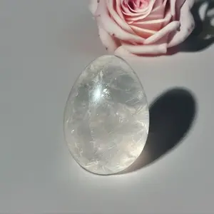 Rose Quartz Palm Egg - Natural Stone Decorative Figurine