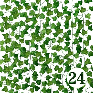 24 Pack 168Ft  Vines  Ivy Leaves Artificial Ivy Leaf  Artificial Ivy Garland Greenery Hanging  Vines for Wedding Wall Party Home Room Kitchen Garden Decor