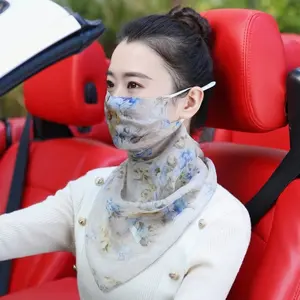 Silk gauze face mask, neck protector, summer face shield, thin, face covering scarf, shawl, women's
