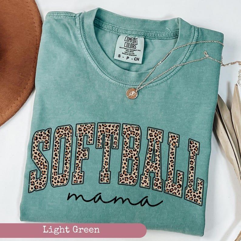 Comfort Colors Leopard Softball Mama Tee, Mothers Day Gift For Softball Mom, Gift For Softball Lover Mom Shirt, Softball Season Mom Shirt