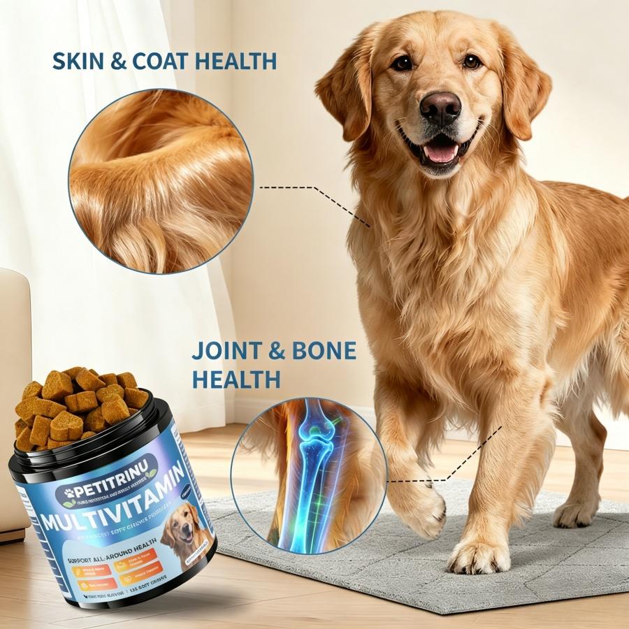 Dog Multivitamin Supplement with Glucosamine & Probiotics - Hip & Joint Support, Digestive Health, Immune Support, Heart & Skin - All-in-One Daily Vitamins & Omega-3s (CHICKEN Flavor, 120 ct)
