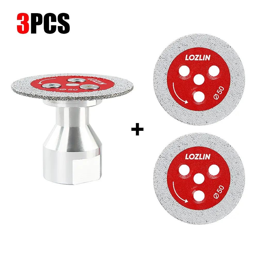 LOZLIN 3PCS 2" 50mm Diamond Vacuum Brazed Blades 5/8-11 Detachable Flange for Angle Grinders Cutting Carving Stone Tile Metal Mini Grinding Discs