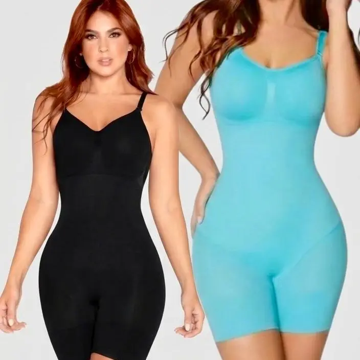 TROPICAL shapewear duo (navy blue and black) featuring a butt-lifting effect, high-waist support, and 360° shaping for everyday wear.