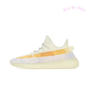 Photochromic Color Changing Side Band Low Top Running Trainers, Light Sensitive Pale White Stretch Knit Mesh Upper, Cream Yellow Ridged Foam Thick Cushioned Daily Lifestyle Footwear