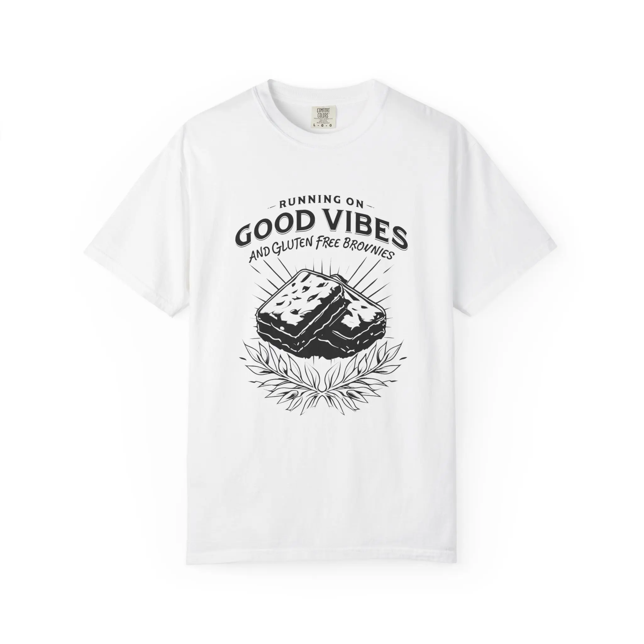 Good Vibes Brownie Tee, Unisex Garment-Dyed t-shirt, Bakery Lover Gift, Casual Wear, Gluten-Free Humor, Birthday Gift