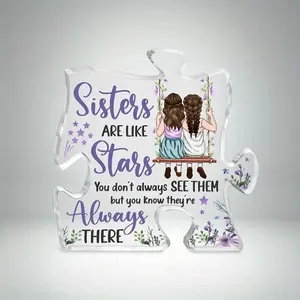 Gifts for Sister from Sisters, Sister Birthday Gifts, Sister Gifts from Sister Puzzle Acrylic Plaque Décor for Table Desktop, Sister Appreciation Gifts for Her Bonus Sister Bestie Women