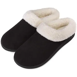 VONMAY Fuzzy House warm casual Slippers for Women Memory Foam cozy shoes with Fleece Collar Indoor Outdoor Flipflop Slide platform Walking Footwear