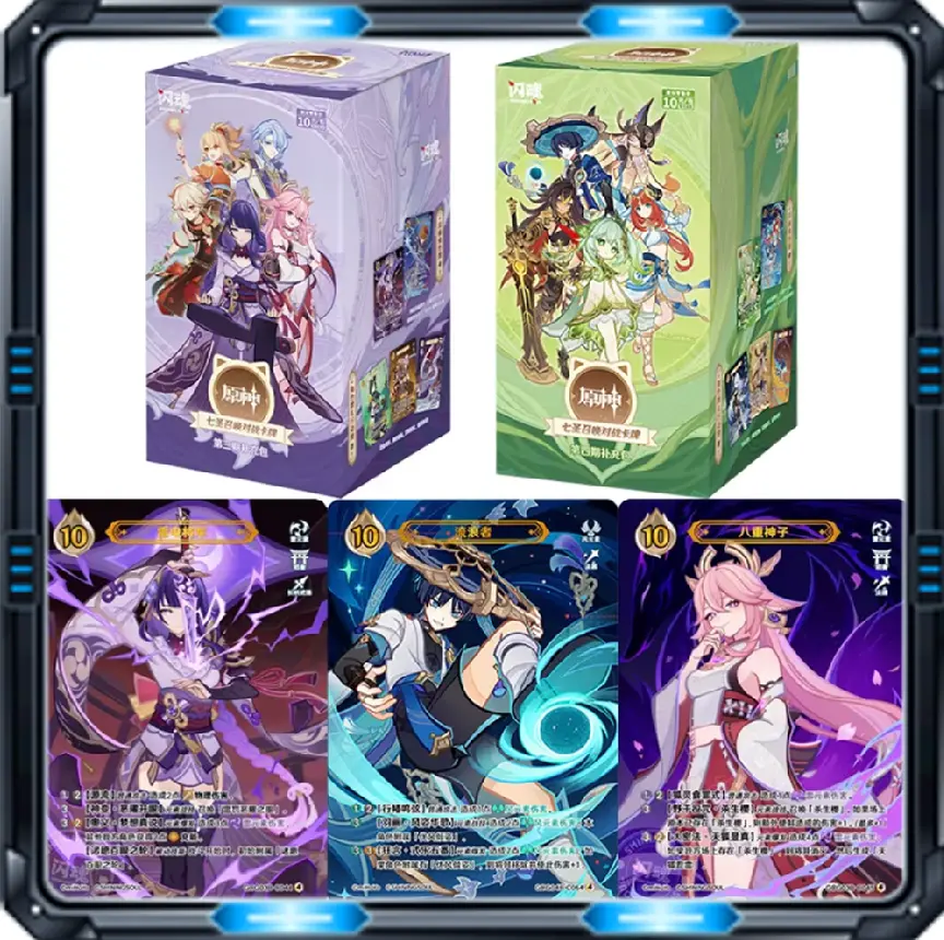 Original Genshin Impact Card Genius Invokation TCG Battle Card Hu Tao Raiden Shogun Anime Character Collection Card Kid Toy Gift