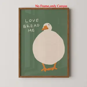 Wall Decor Canvas Art Duck Loves Bread Poster Print, Bedroom & Living Room Decoration, Perfect Gift Idea, Unframed Wall Art