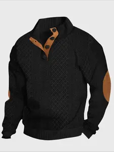 Men's Elegant Striped Knit Polo Sweater, High Neck, Suitable for Formal and Casual Occasions, Stylish and Comfortable