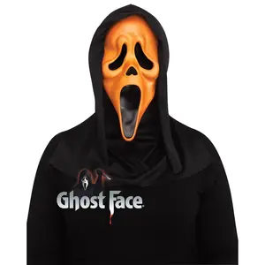 Fun World Ghost Face Halloween Mask – Orange Fluorescent Scary Mask for Costume, Trick or Treat, Cosplay, Horror Props