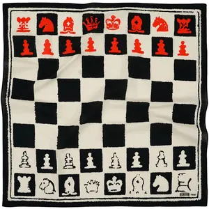 Chess Bandana - Book Inspired 24" Natural Cotton | Unique Board Game Gift | White Black Red | Gamer Gift | Literary | Vintage Inspired print square scarf