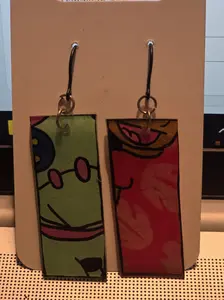 island blue alien toy plastic dangly earrings