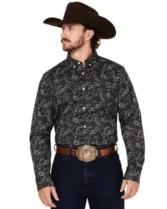 Cody James Men's Parker Paisley Print Long Sleeve Button-Down Stretch Western - Cjho24w34-Blk