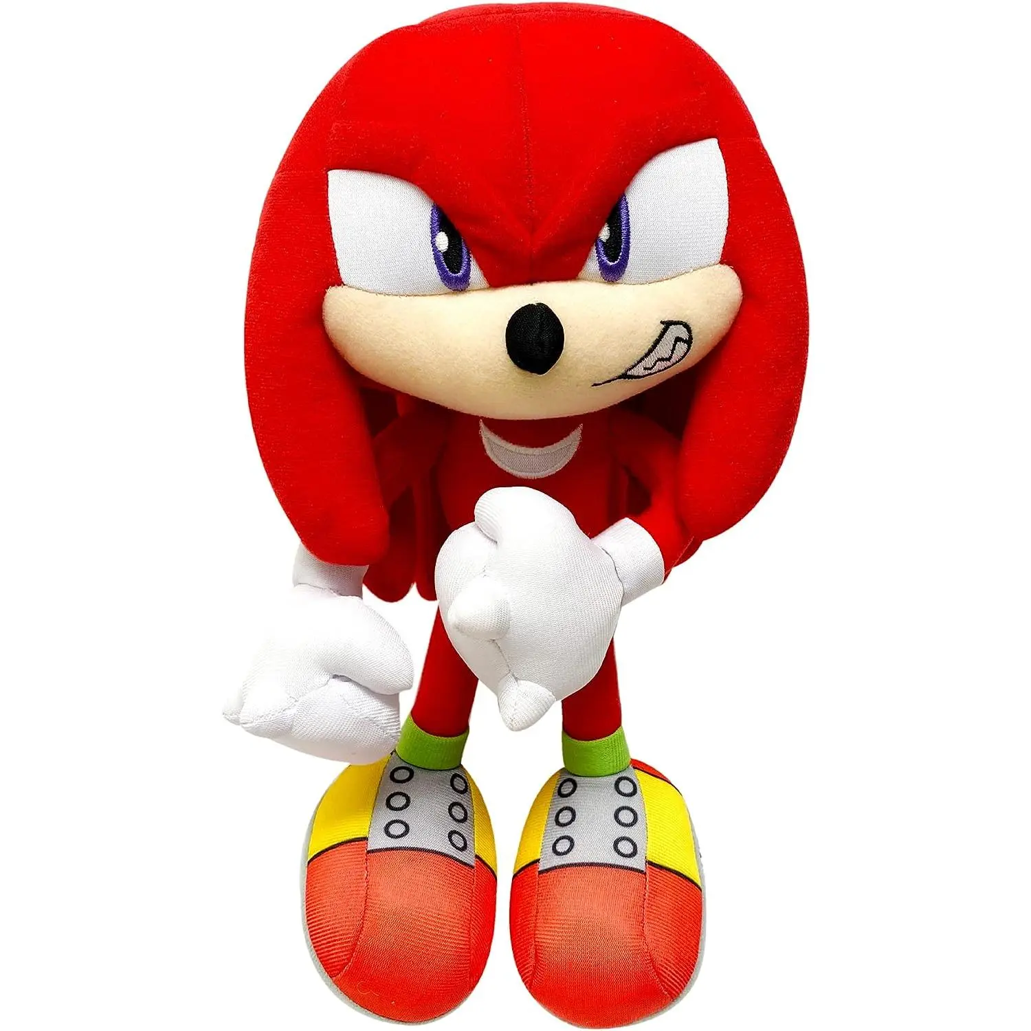 New 10-in Cute Sonic The Hedgehog Knuckles Grin Plush Collectible - No-Tag, String-Attached for Display, Licensing Info Tag - Great Eastern Entertainment for Anime Fans