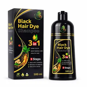 Black Hair Dye Shampoo, 3-in-1 for Grey Hair - 16.9 oz (500ml) - Ammonia-Free Herbal Formula with Polygonum Multiflorum, Black Sesame & Ginseng - 100% Grey Coverage Semi-Permanent Hair Color for Women & Men - Authentic by BEXPERTSUSA