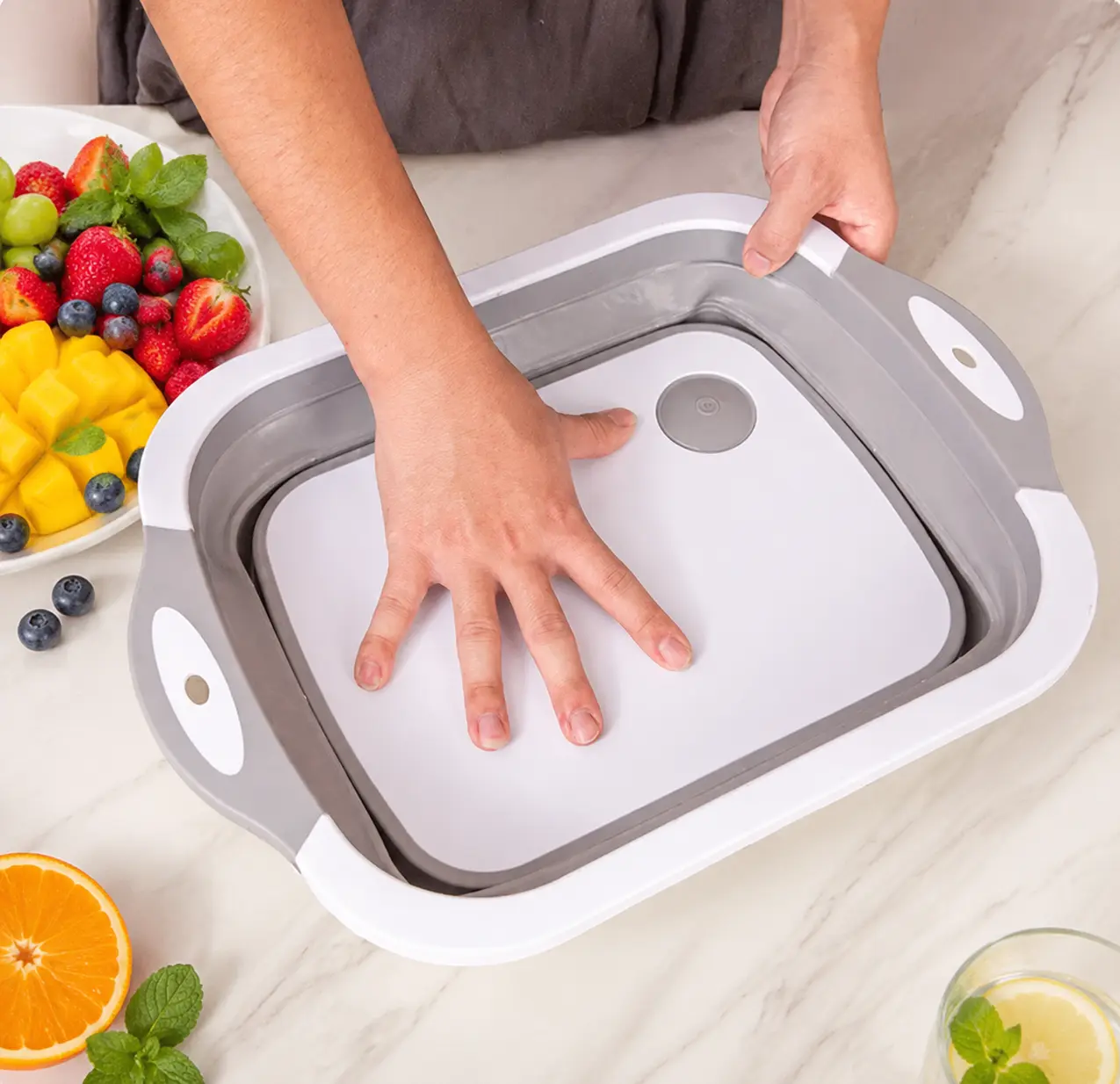 Multifunctional Folding Colander and Cutting Board Chopping Kitchen Knives