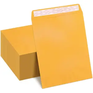9x12 Manila Envelopes Self Seal 100 Pack Yellow Brown Large Catalog Envelopes 9 x 12 Letter Size for Mailing 80GSM Paper