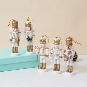 PrimPick Christmas decoration: 13CM bright pink wooden nutcracker, King Soldier desktop ornament, home decoration gift