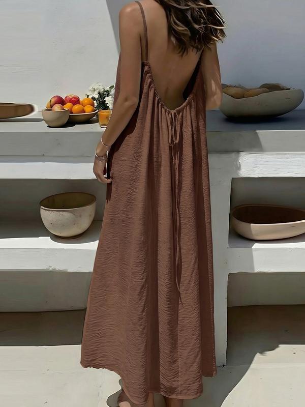 Women's Long Cami Slip Dress - Soft Stretchy Bodycon Lounge Dress - Sexy Solid Color Maxi Nightgown