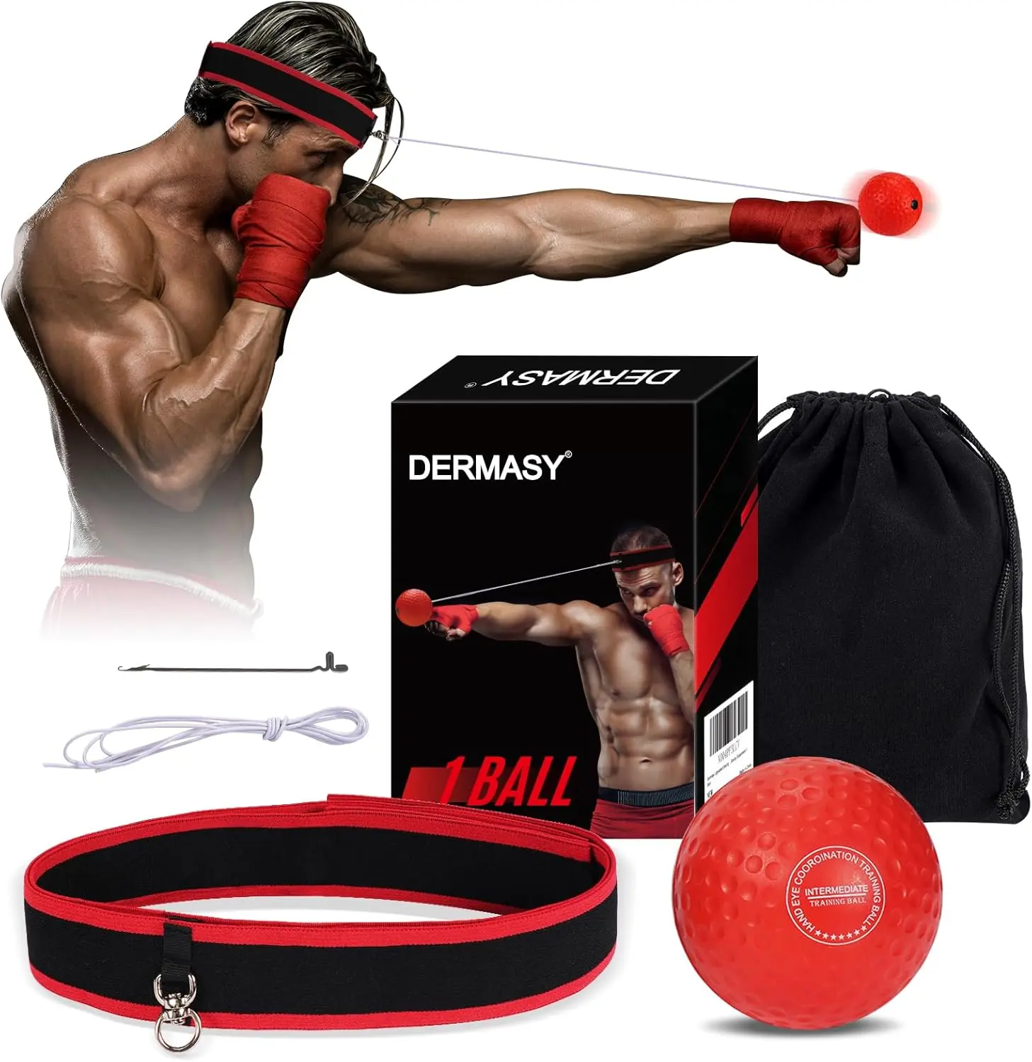 Upgraded Boxing Reflex Ball with Headband – Boxing Training Ball for Reaction Time, Punching Speed & Hand-Eye Coordination, Fight Skill Practice & Fitness Training Equipment
